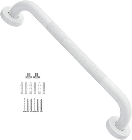 16 Inch Anti Slip Shower Grab Bar Oil Rubbed White, Munzong Bathroom Grab Bar, Knurled Bathroom Balance Bar,Safety Hand Rail Support Handicap Elderly Injury Senior Assist Bath Handle