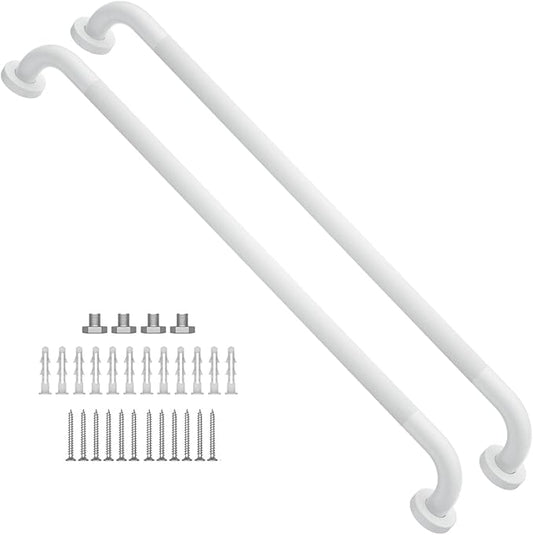 2 Pack 32 Inch Anti Slip Shower Grab Bar Oil Rubbed White 1.25" Diameter, Munzong Bathroom Grab Bar, Knurled Bathroom Balance Bar,Safety Hand Rail Support Handicap Elderly Senior Assist Bath Handle