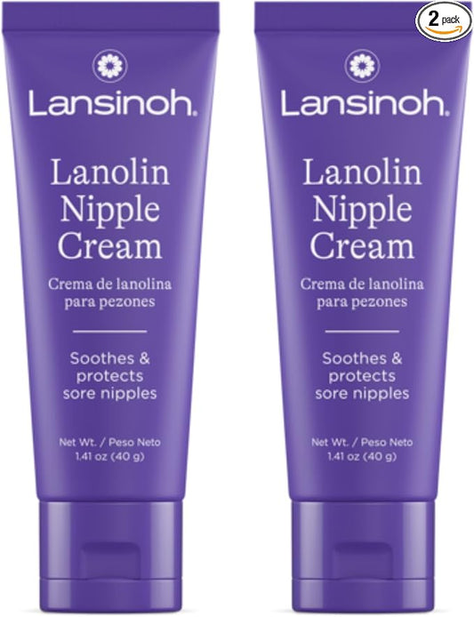 Lansinoh Lanolin Nipple Cream Safe for Breastfeeding Baby, 100% Natural Nipple Butter, Breastfeeding Essentials for Postpartum Moms, 1.41 Ounces (2 Pack)