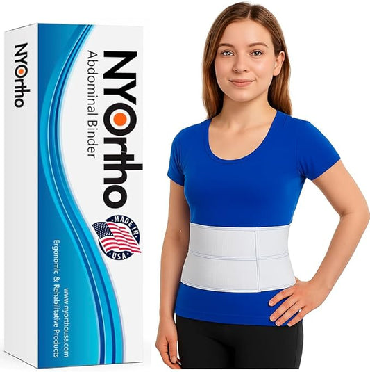 NYOrtho Pediatric Abdominal Binder 6" 2-Panel - Post-Surgery Compression Wrap for Teens - Support Belt for Hernia, Muscle Strain, Back Pain, Injury Recovery - Latex-Free - Made in USA (20"-30")