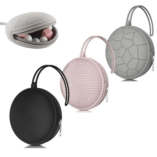 Smlpuame 3 Pack Pacifier Holder Case,Silicone Portable Pacifier Cover Pouch Bag for Diaper Bags Baby Carriage,Pacifier Storage Container Box,Easy to Clean(Black+Pink+Grey)