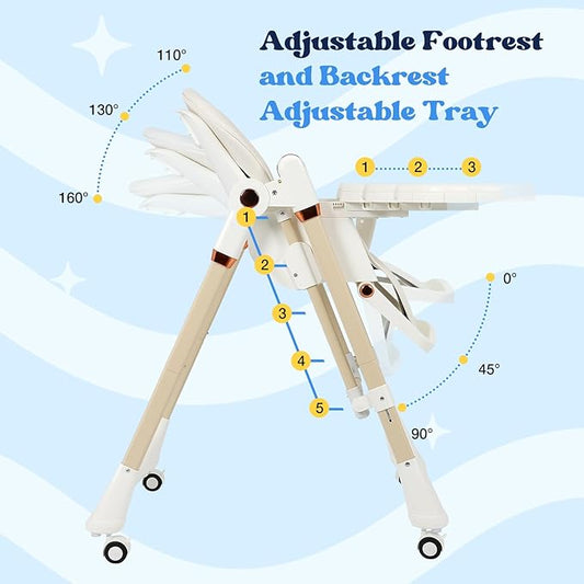6-in-1 Baby High Chair with Soothing Rocker | Baby High Chair for Infants & Toddlers | Easy Clean, Space Saving Design | Convertible,Adjustable, Removable Tray, Easy Assembly (White)