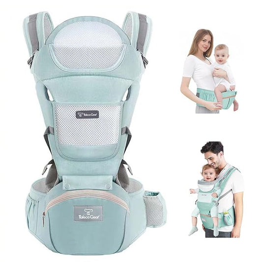 Baby Carrier Newborn to Toddler, Ergonomic M Position 6 in1 Baby Carrier with Hip Seat, Adjustable Detachable Baby Hip Carrier, All Seasons, for Babies 7–45 lbs