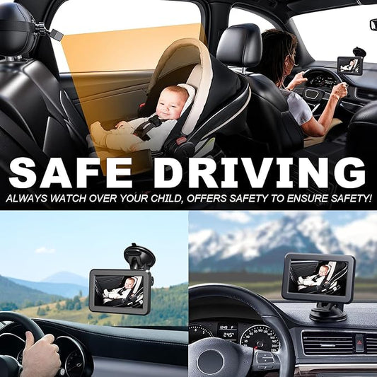 Itomoro Baby Car Mirror, Back Seat Baby Car Camera with HD Night Vision Function Display, Reusable Sucker Bracket, Wide View, 12V Cigarette Lighter, Easily Observe The Baby’s Move