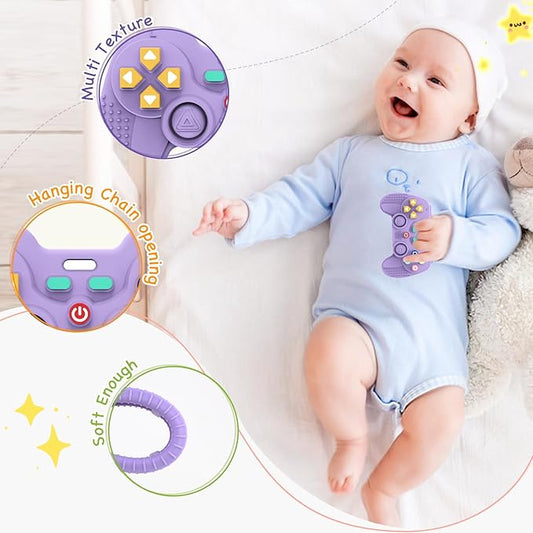 Hooku Silicone Teething Toys for Babies 0-6 Months, Teethers for Babies 6-12 Months, Remote Teether for Baby, Sensory Toys for Babies, Baby Chew Toys