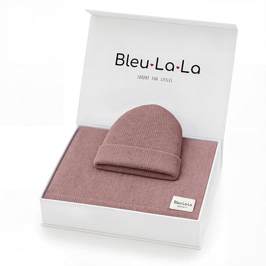 Bleu La La Baby Gift Set - Organic Cotton Newborn Blanket Essentials, Thoughtful Baby Shower & New Baby Gift for Boys & Girls (Luxe - Sugar Plum)