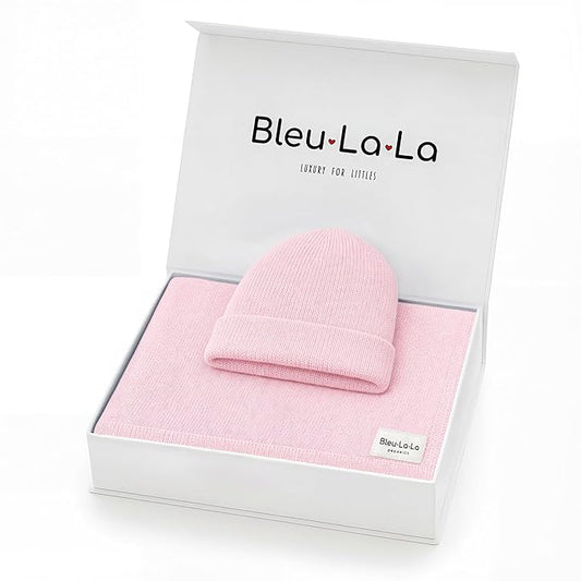 Bleu La La Baby Gift Set - Organic Cotton Newborn Blanket Essentials, Thoughtful Baby Shower & New Baby Gift for Boys & Girls (Luxe - Blush Pink)