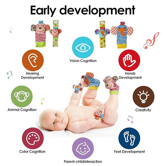 dearlomum Baby Play Mat Gym,Funny Play Piano Interactive Activity Mat with 5 Infant Sensory Toys & 4 Wrist Rattle Socks, Boy & Girl Gifts for Newborn 0 to 3 6 9 12 Months(Blue)