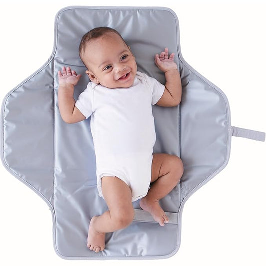 Lily Miles Baby Changing Pad Portable, Diaper Changing Mat with Magnetic Latches, Travel Pad for Diaper Bag, Baby Essentials, Wipeable & Waterproof Mat (Heather Gray, Large)
