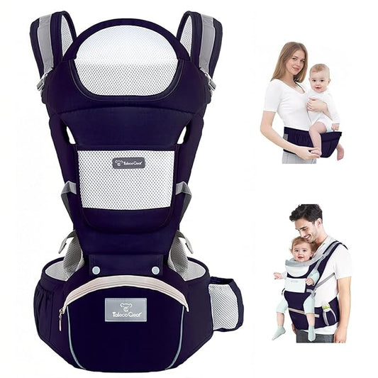 Baby Carrier Newborn to Toddler, Ergonomic M Position 6 in1 Baby Carrier with Hip Seat, Adjustable Detachable Baby Hip Carrier, All Seasons, for Babies 7–45 lbs
