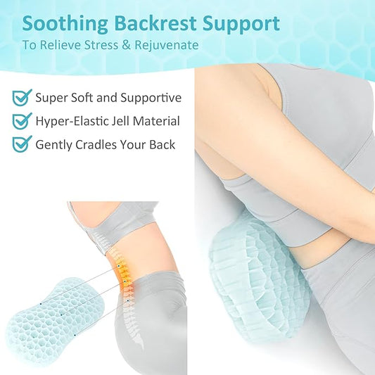 Sunlit Bath Jello Mini Gel Bath Pillows, Lumbar Pillow for Bathtub, Back Support Pillow, Gel Pillow with Non-Slip Suction Cups for Lumbar, Back Rest Support, Ice Blue