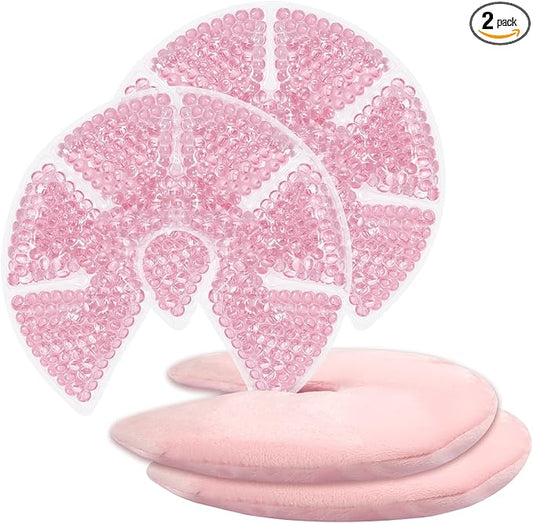 Hot/Cold Breast Gel Ice Packs Breast Cooling/Heat Pads Relief for Breastfeeding, Nursing Pain, Mastitis, Engorgement, Swelling, Plugged Ducts | Boost Milk Let-Down & Production,2 Pack (Pink)