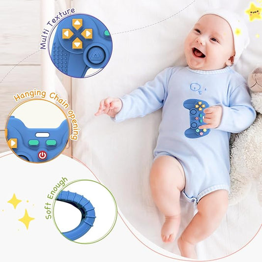 Hooku Silicone Teething Toys for Babies 0-6 Months, Teethers for Babies 6-12 Months, Remote Teether for Baby, Sensory Toys for Babies, Baby Chew Toys