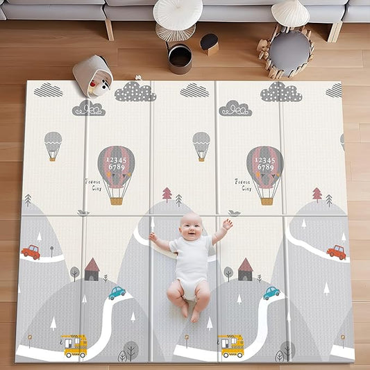 UANLAUO Foldable Baby Play Mat - 71 x 59 Inches, Reversible for Infants to Kids, Anti-Slip for Indoor and Outdoor