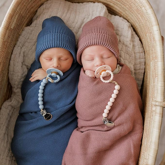 Bleu La La Baby Gift Set - Organic Cotton Newborn Blanket Essentials, Thoughtful Baby Shower & New Baby Gift for Boys & Girls (Luxe - Sugar Plum)